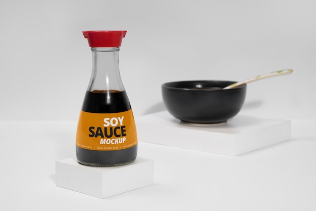 PSD maquette d'emballage de sauce soja