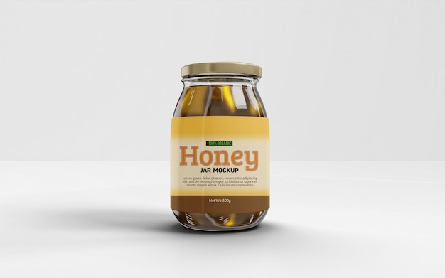 PSD maquette d'emballage de vue de face de pot de miel isolé