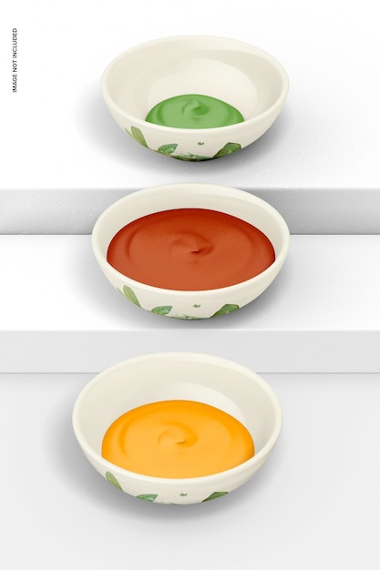 Maquette d'ensemble de petits plats en sauce