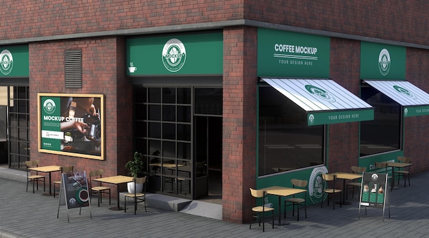 Maquette d'entreprise d'angle pour les cafés