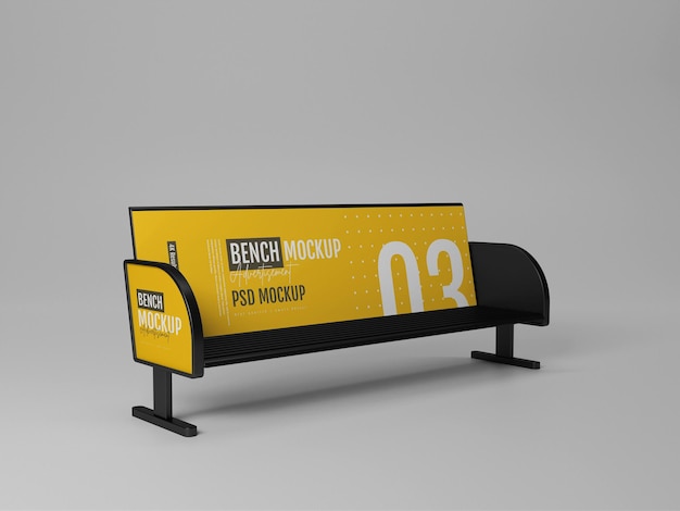 Maquette extérieure de publicité de banc
