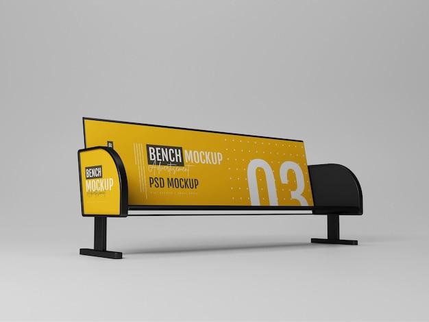 Maquette extérieure de publicité de banc