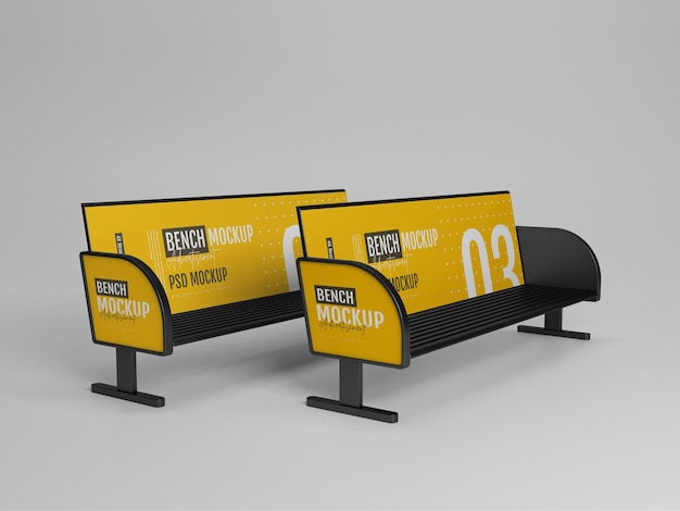 Maquette extérieure de publicité de banc