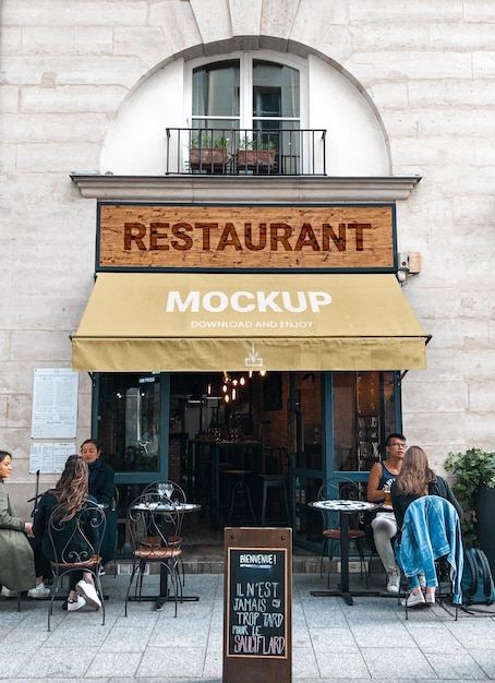 PSD une maquette de la façade d'un restaurant