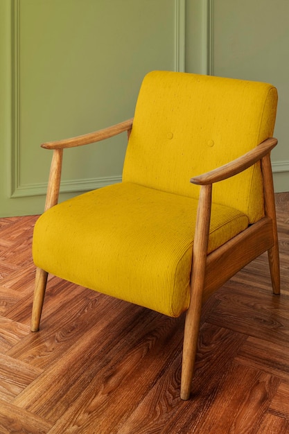 Maquette de fauteuil vintage dans un style moderne du milieu du siècle