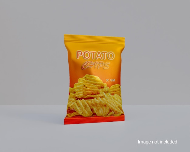 Maquette de feuille de paquet de chips brillantes