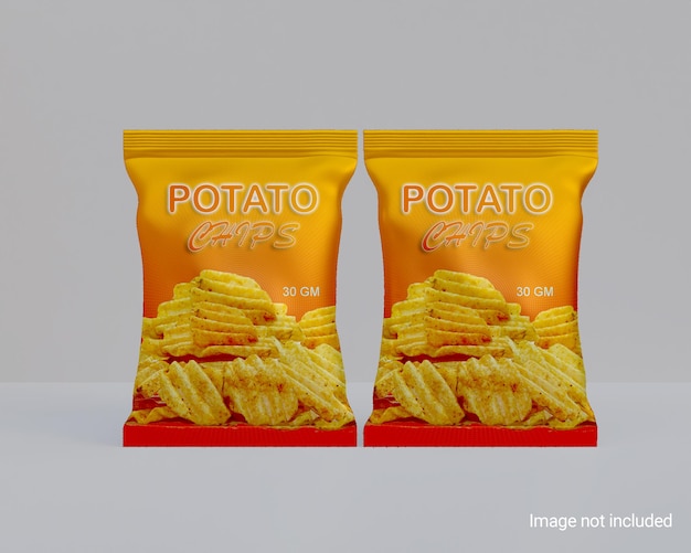 Maquette de feuille de paquet de chips brillantes