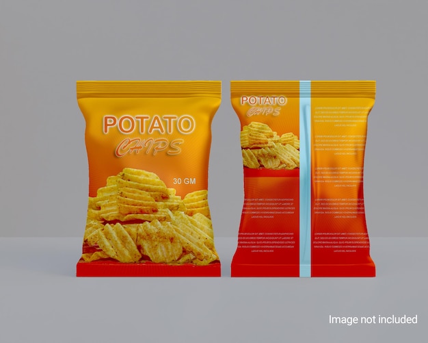 Maquette de feuille de paquet de chips brillantes
