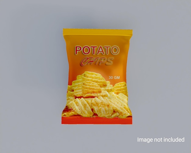 Maquette de feuille de paquet de chips brillantes