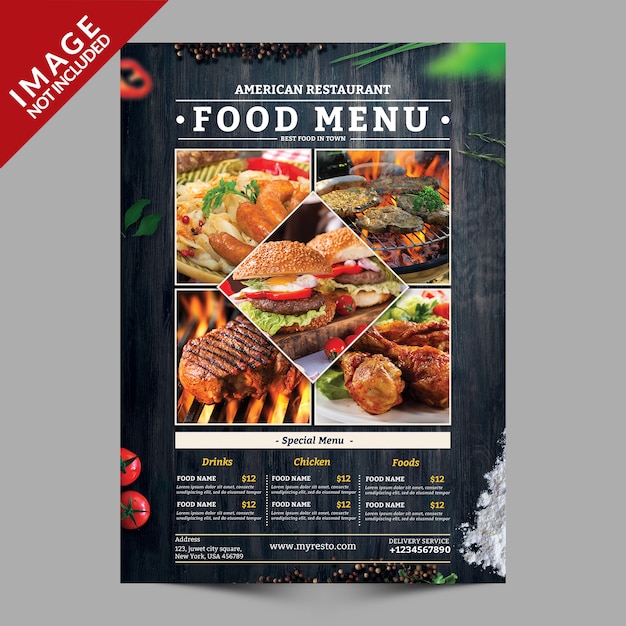 Maquette de flyer de menu de nourriture