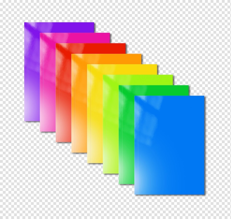PSD maquette de gamme de livrets multicolores sur fond transparent