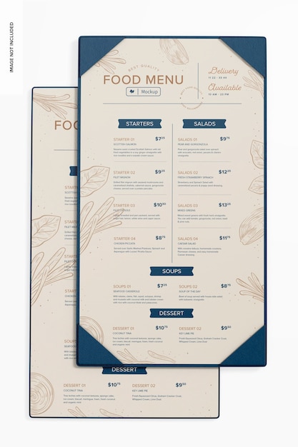 Maquette de grand support de menu, vue de dessus