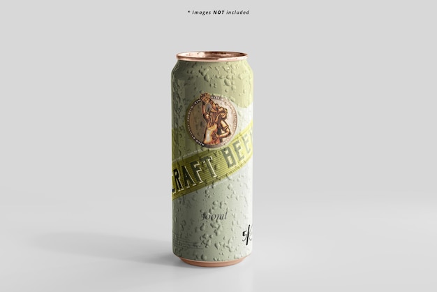 Maquette de grande canette de bière élégante avec effet de condensation