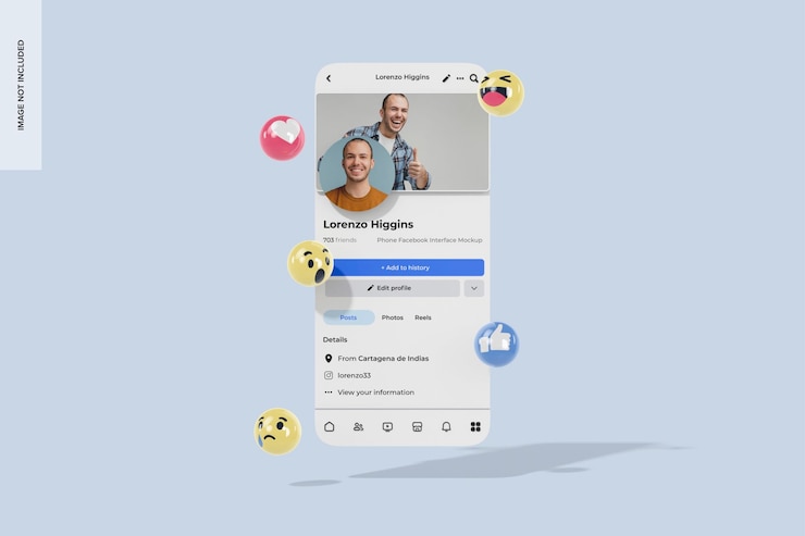 PSD une maquette de l'interface du téléphone facebook, vue avant