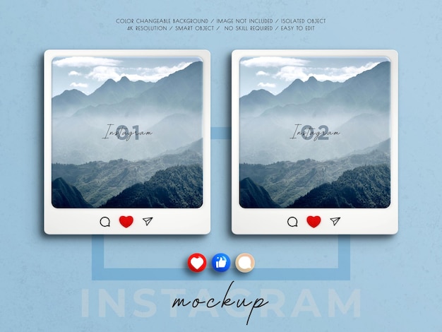 Maquette D'interface Instagram 3d Avec Emoji Coeur 3d Pour La Maquette De Publication Sur Les Réseaux Sociaux