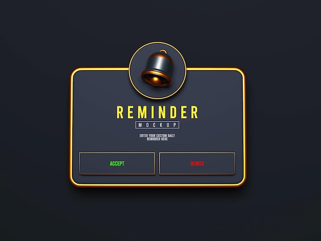 Maquette d'interface de notification de rappel objets isolés