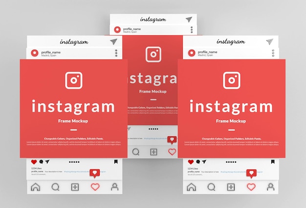 PSD maquette d'interface de post-cadre instagram