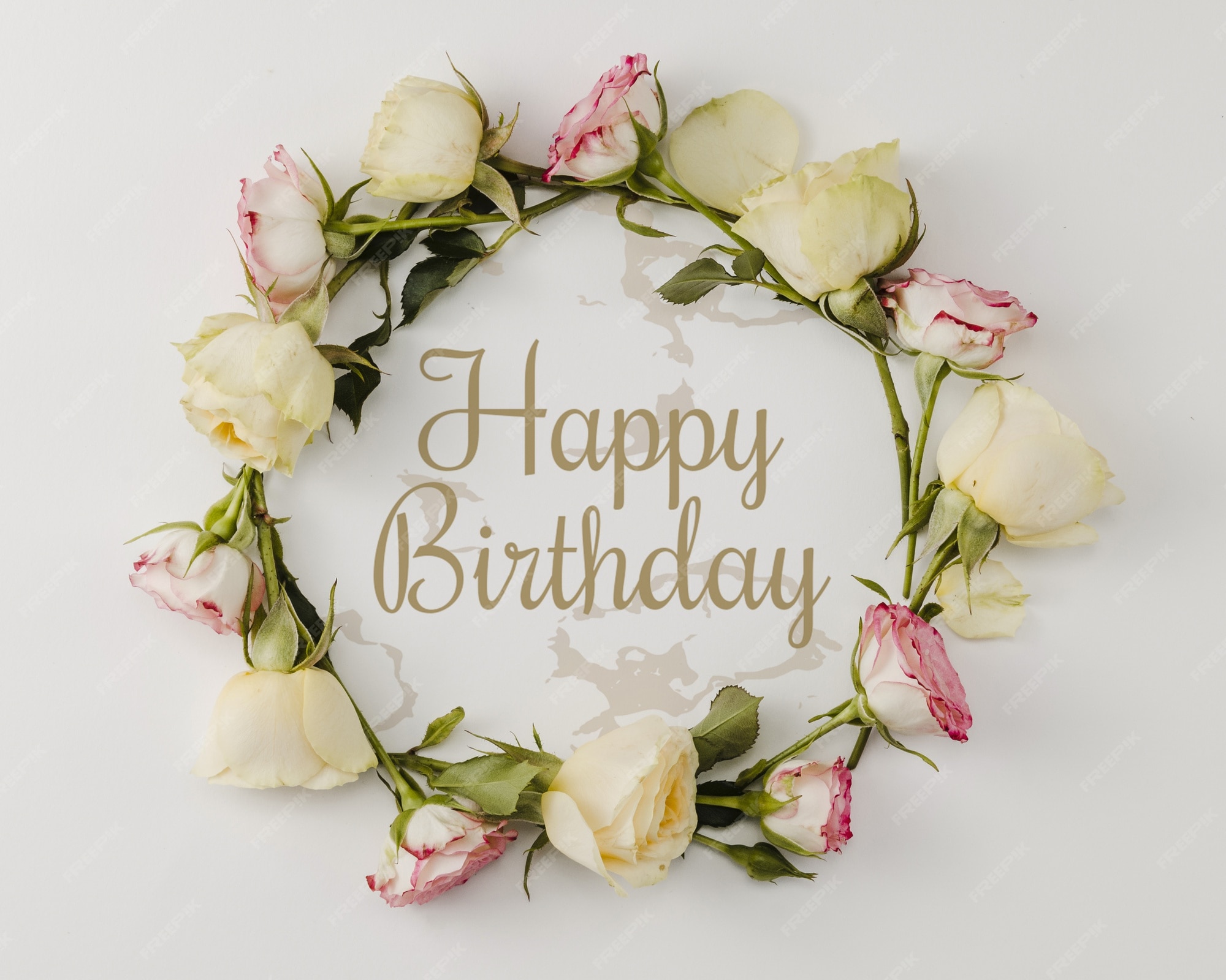 Bouquet De Fleurs Joyeux Anniversaire Animé Maquette De Joyeux Anniversaire Et Couronne De Fleurs | PSD Premium