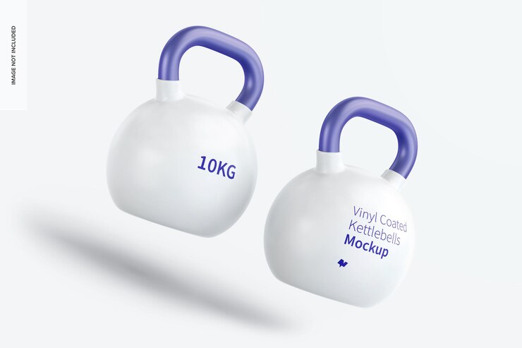 PSD maquette kettlebells revêtue de vinyle, vue de gauche
