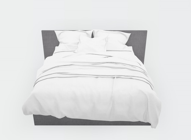 Maquette de lit double moderne isolé