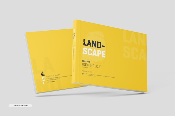 PSD maquette de livre à couverture souple de paysage