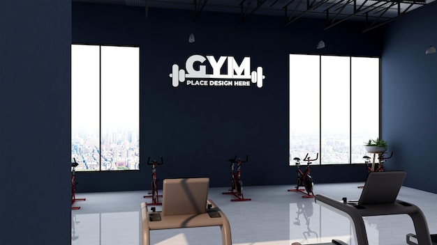 Maquette De Logo 3d Dans Une Salle De Fitness Ou De Gym