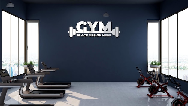 Maquette De Logo 3d Dans Une Salle De Fitness Ou De Gym