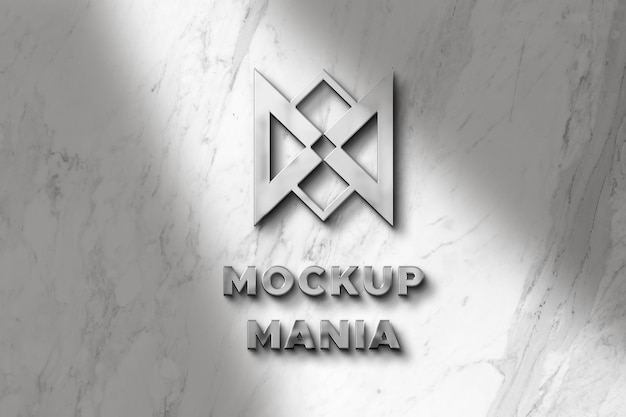 Une maquette de logo 3D, une maquette de PSD et une maquette du logo mural.
