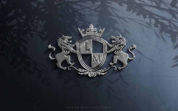 PSD maquette de logo argent de luxe réaliste 3d