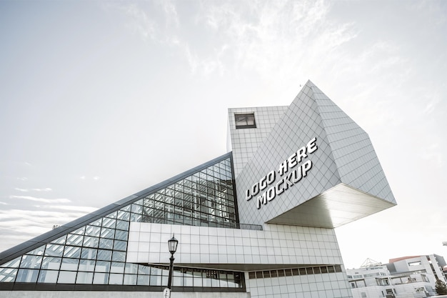 maquette de logo de bâtiment en perspective