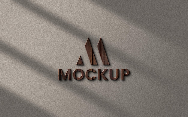 Maquette de logo en bois 3D sur le mur