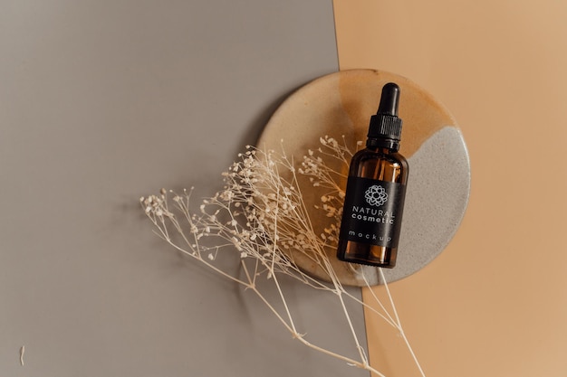Maquette de logo de bouteille cosmétique