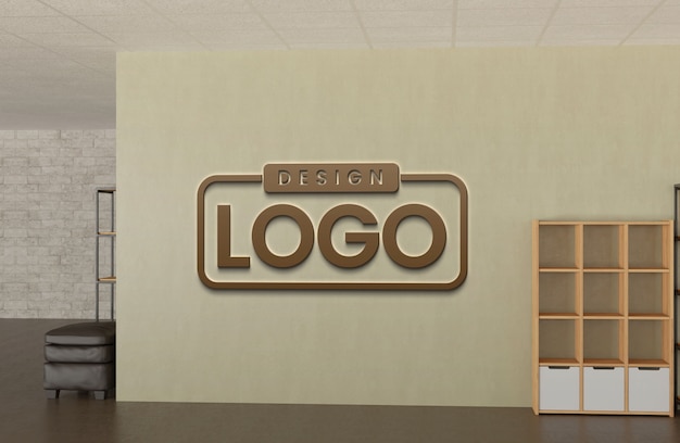 Maquette de logo de bureau intérieur