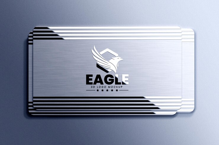PSD maquette de logo de carte de visite en métal élégant