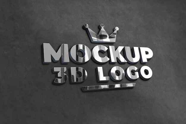 Maquette de logo en chrome argenté 3D