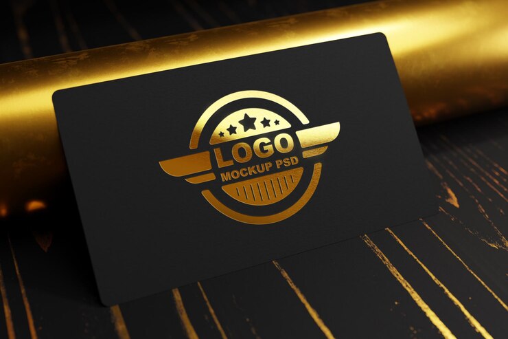 Maquette de logo cosmétique et logo effet doré