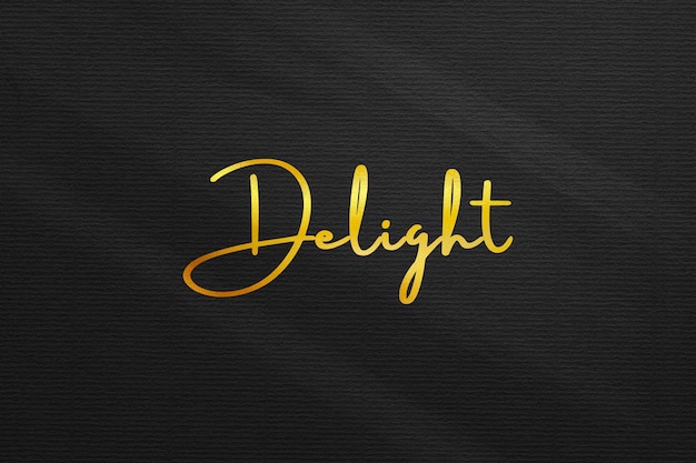 Maquette De Logo Delight Avec Effet Doré Sur Fond De Texture Noire