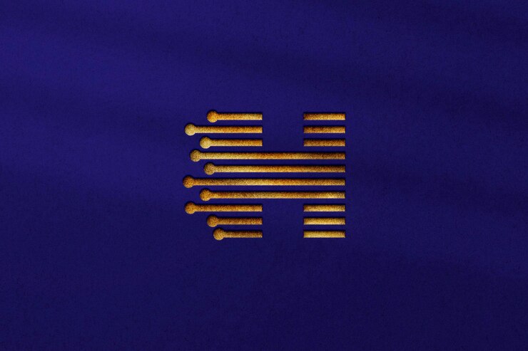 Maquette de logo sur fond de couleur bleue