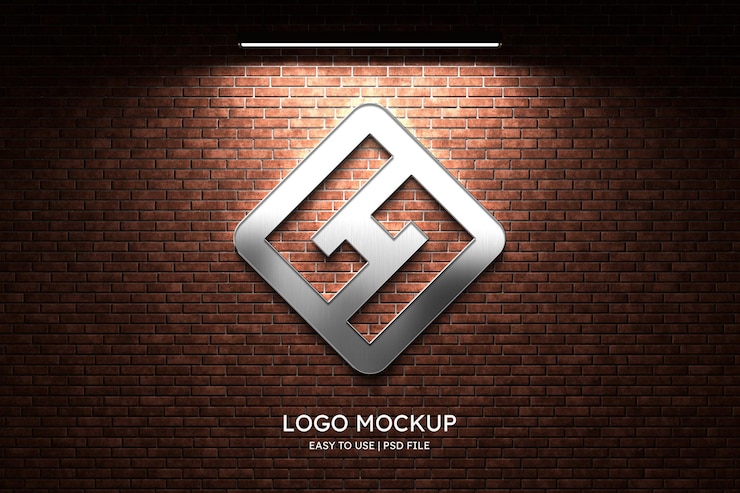 PSD maquette de logo sur mur de briques