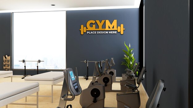 Maquette De Logo De Mur Intérieur De Gym Moderne