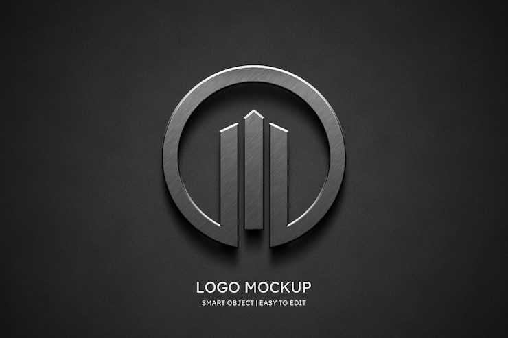 PSD maquette de logo sur mur noir