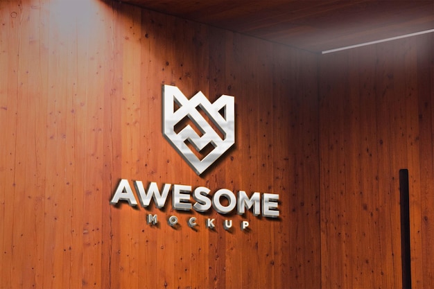 Maquette de logo mural en bois Vol3