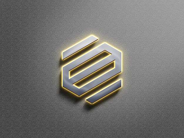 Maquette de logo néon argenté 3D