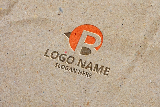 PSD maquette de logo en papier brun