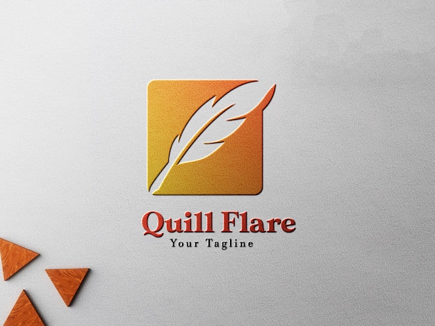 Maquette de logo en papier gaufré avec feuilles et formes décoratives en bois