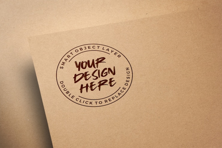 PSD maquette de logo sur papier kraft