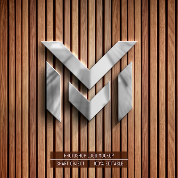 Maquette de logo réaliste en 3D sur un mur en bois