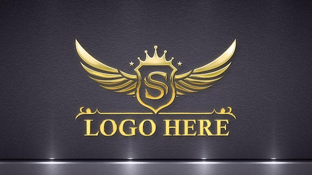 PSD une maquette de logo en relief, une maquette d'or et une maquette de logos luxueux.