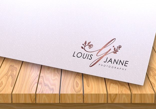 Maquette De Logo Rose Or Sur Papier Premium Psd