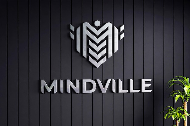 Maquette de logo sur la texture du mur noir de l'entreprise